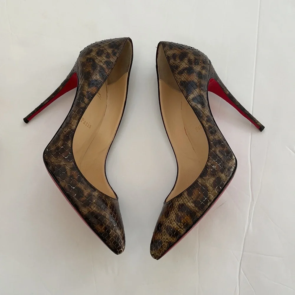Christian Louboutin Pigalle Follies 100 python leo multi stiletto pumps 40 - Picture 6 of 12